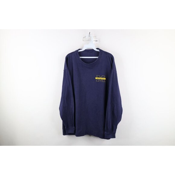 Vintage 90s Mens Large Distressed University of Michigan Long Sleeve T-Shirt - Picture 1 of 10